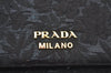 Authentic PRADA Vintage Flower Pattern Canvas Clutch Hand Bag Purse Black L0097