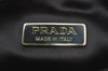 Authentic PRADA Vintage Flower Pattern Canvas Clutch Hand Bag Purse Black L0097