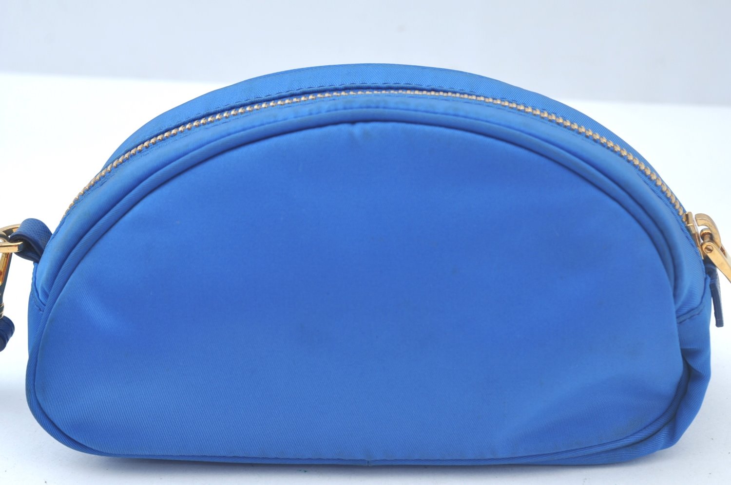 Authentic PRADA Vintage Nylon Leather Pouch Purse Blue L0099