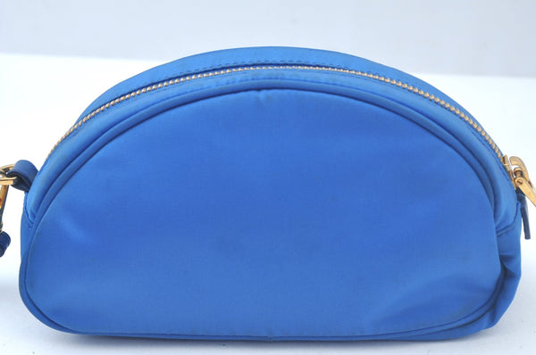 Authentic PRADA Vintage Nylon Leather Pouch Purse Blue L0099