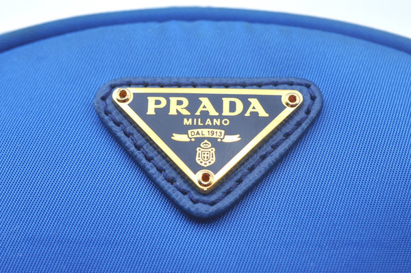 Authentic PRADA Vintage Nylon Leather Pouch Purse Blue L0099