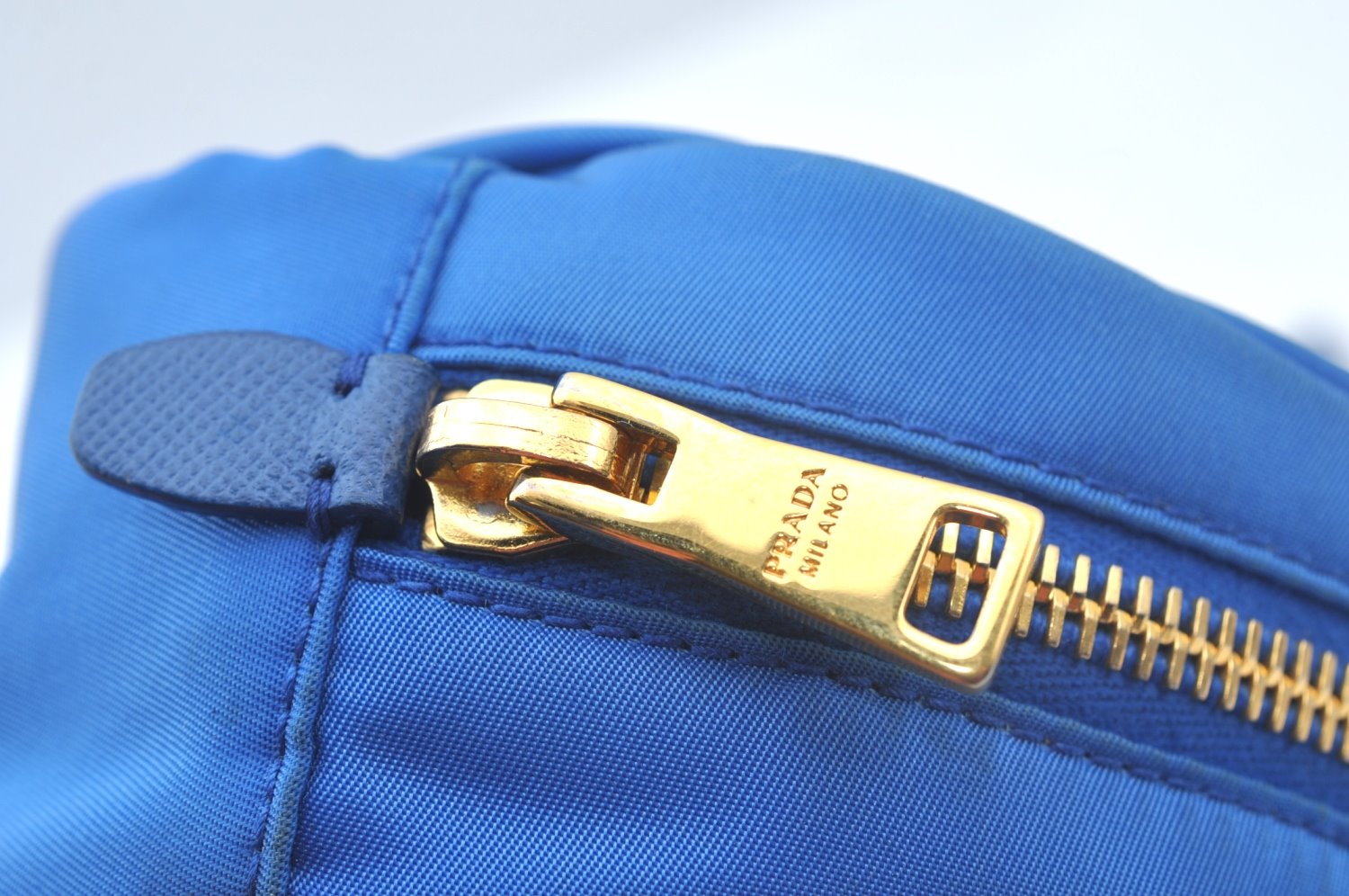 Authentic PRADA Vintage Nylon Leather Pouch Purse Blue L0099