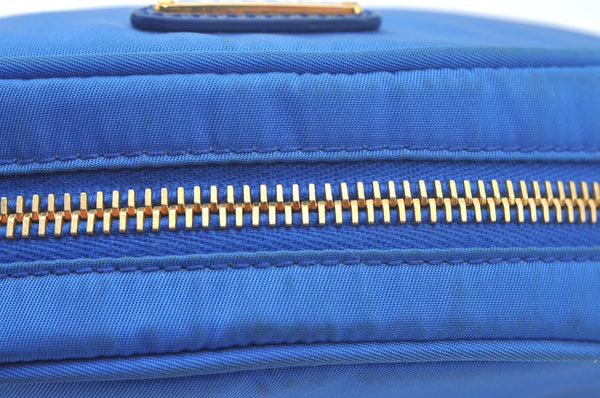 Authentic PRADA Vintage Nylon Leather Pouch Purse Blue L0099