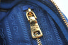 Authentic PRADA Vintage Nylon Leather Pouch Purse Blue L0099