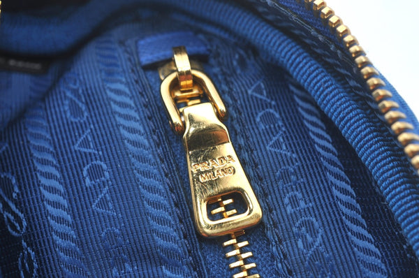 Authentic PRADA Vintage Nylon Leather Pouch Purse Blue L0099