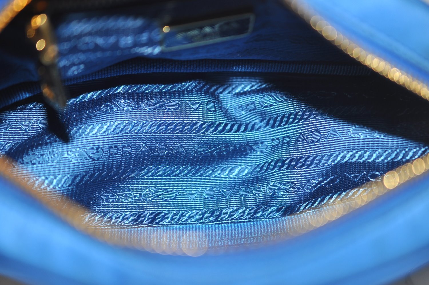 Authentic PRADA Vintage Nylon Leather Pouch Purse Blue L0099