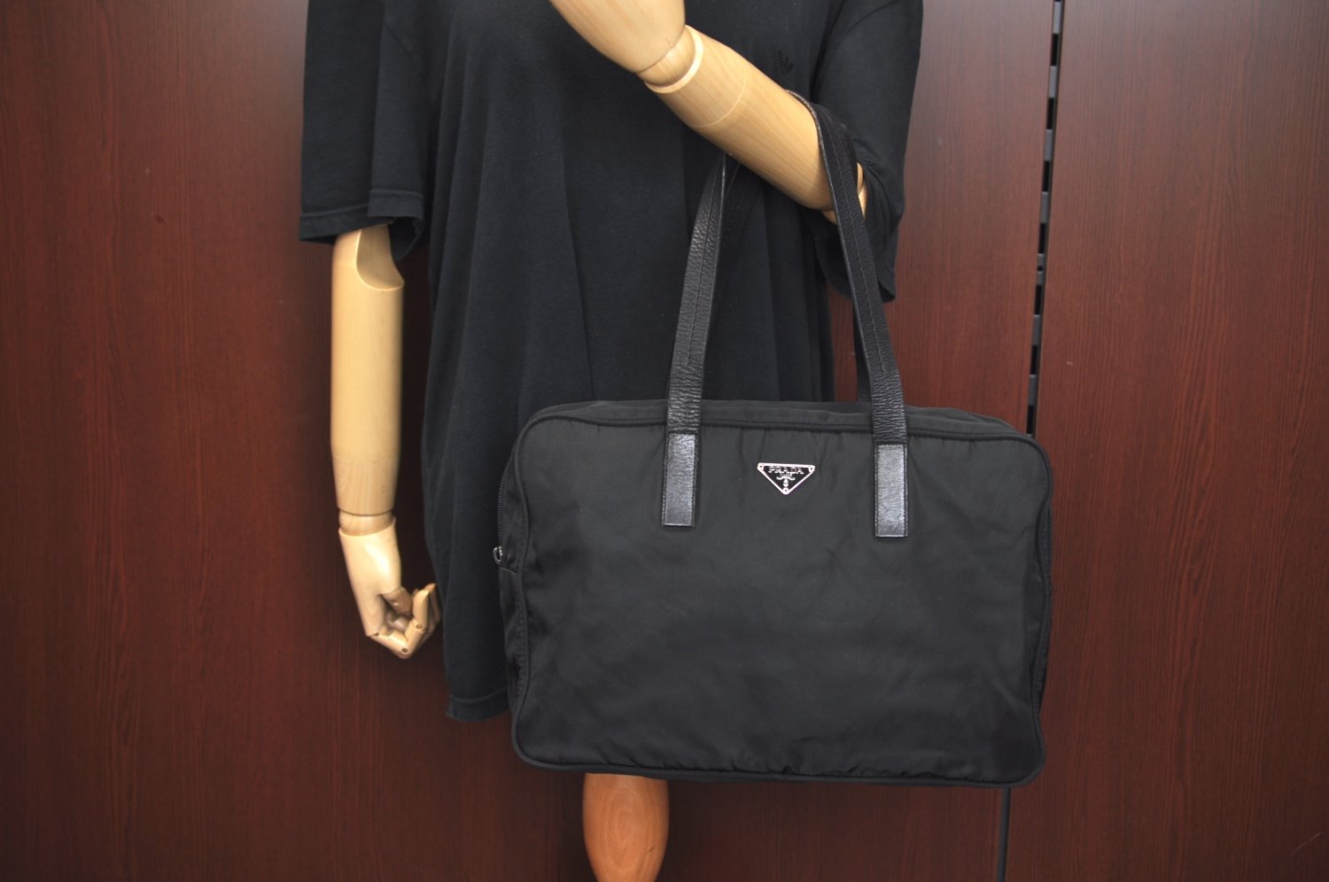 Authentic PRADA Vintage Nylon Leather Shoulder Hand Bag Black Junk L0103