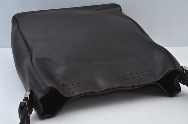 Authentic PRADA Vintage Leather Shoulder Bag Brown L0104