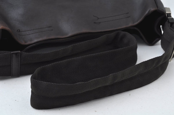 Authentic PRADA Vintage Leather Shoulder Bag Brown L0104