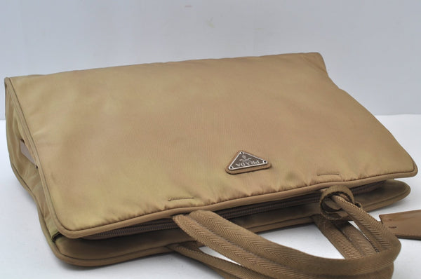 Authentic PRADA Nylon Leather Sport Shoulder Hand Bag B8496 Beige L0105