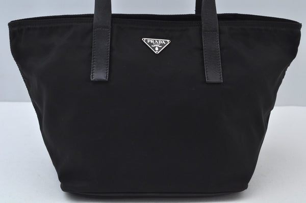 Authentic PRADA Vintage Nylon Leather Tote Hand Shoulder Bag Black L0109