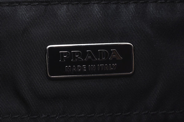 Authentic PRADA Vintage Nylon Leather Tote Hand Shoulder Bag Black L0109