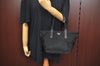 Authentic PRADA Vintage Nylon Leather Tote Hand Shoulder Bag Black L0109