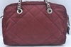 Authentic PRADA Nylon Leather Chain Shoulder Hand Bag Bordeaux L0112