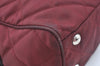 Authentic PRADA Nylon Leather Chain Shoulder Hand Bag Bordeaux L0112
