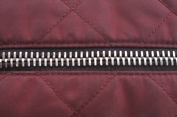 Authentic PRADA Nylon Leather Chain Shoulder Hand Bag Bordeaux L0112