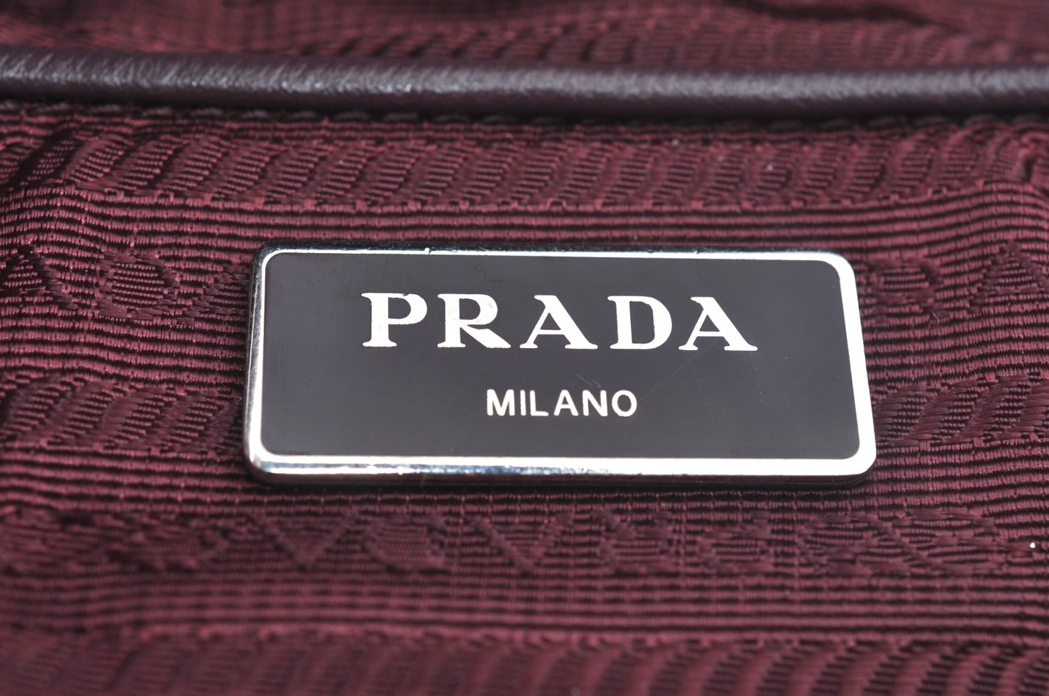 Authentic PRADA Nylon Leather Chain Shoulder Hand Bag Bordeaux L0112