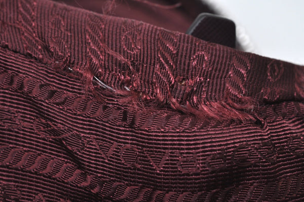 Authentic PRADA Nylon Leather Chain Shoulder Hand Bag Bordeaux L0112