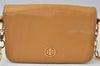 Authentic TORY BURCH Robinson Chain Shoulder Cross Body Bag Leather Yellow L0149