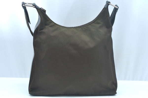 Authentic PRADA Nylon Leather Shoulder Bag Khaki L0154