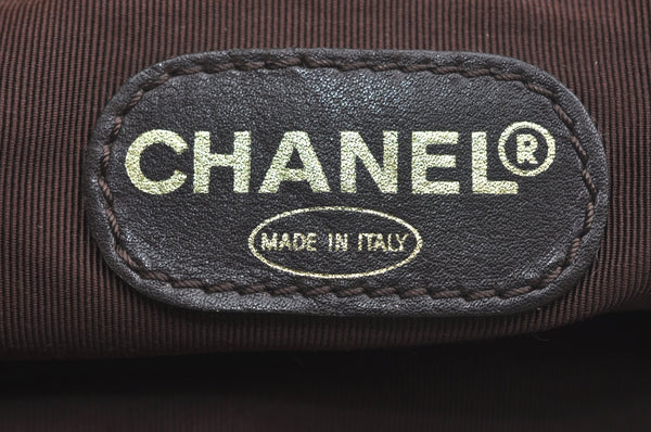 Authentic CHANEL Canvas Pool Shoulder Bag Black CC L0155