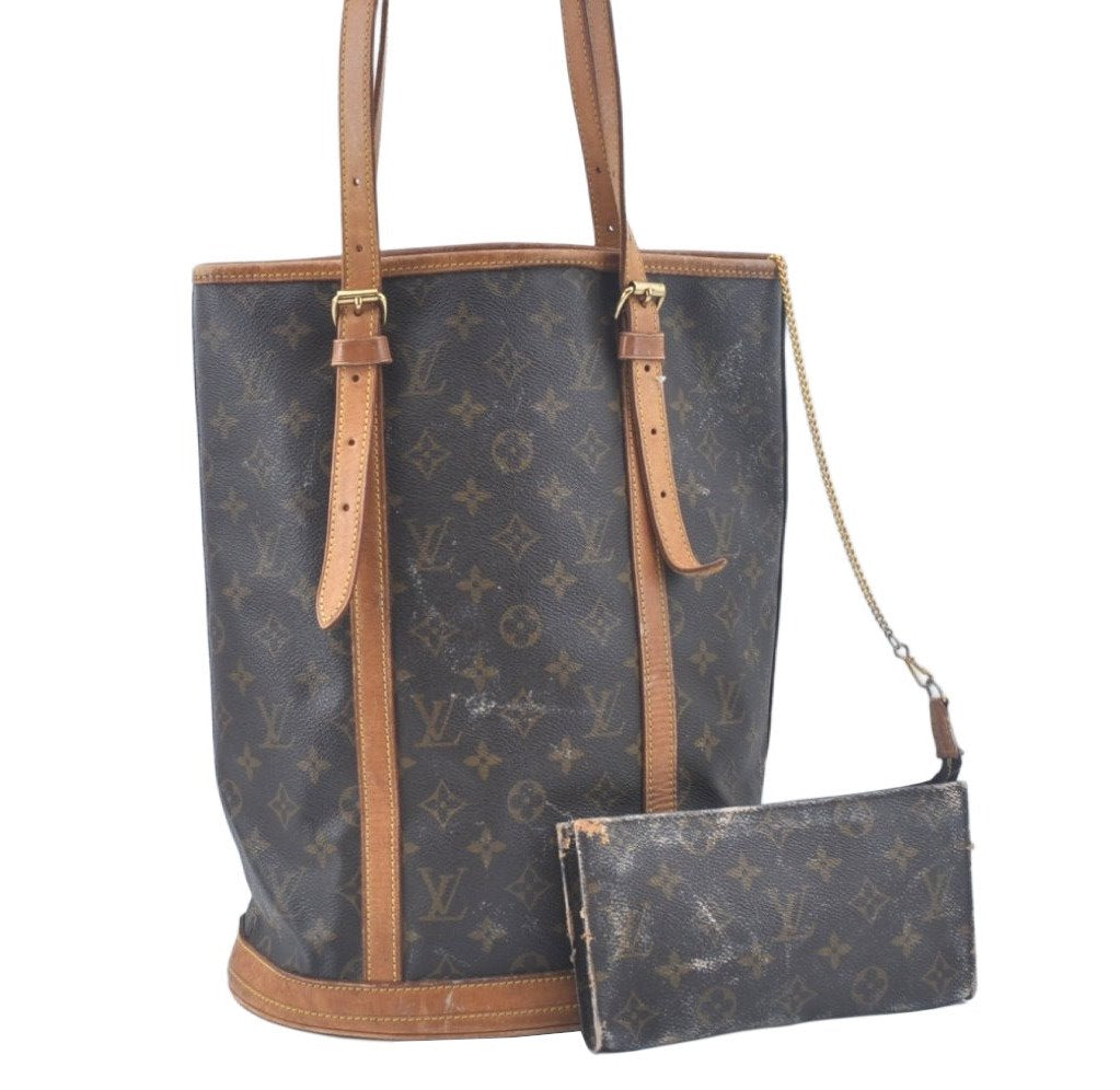 Authentic Louis Vuitton Monogram Bucket GM Shoulder Tote Bag M42236 LV Junk L0156