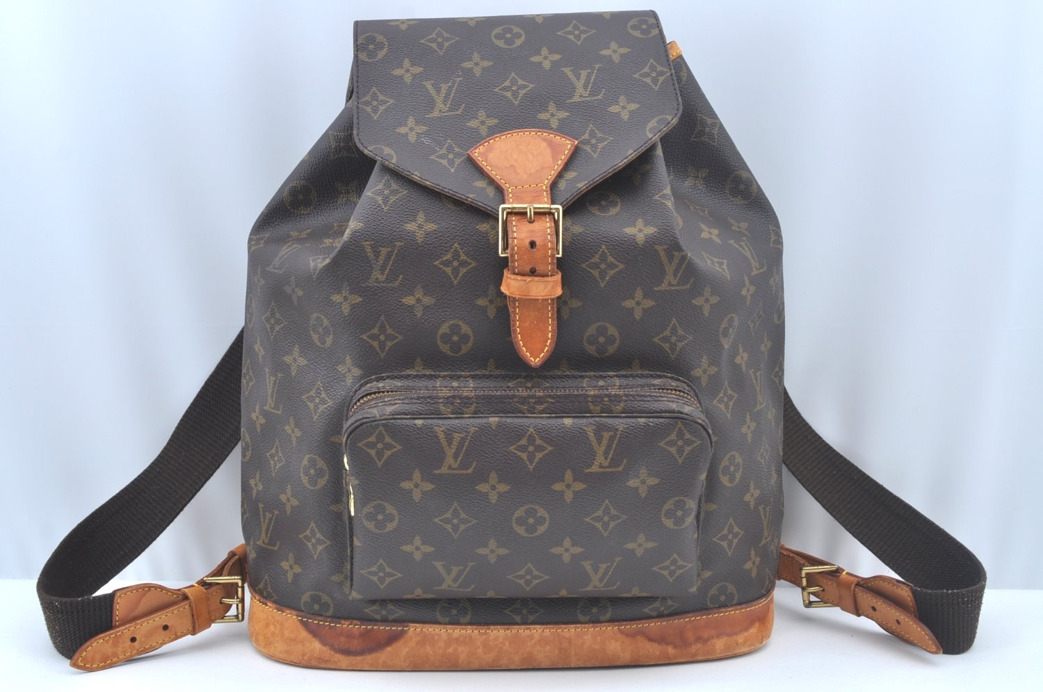 Authentic Louis Vuitton Monogram Montsouris GM Backpack M51135 LV L0159