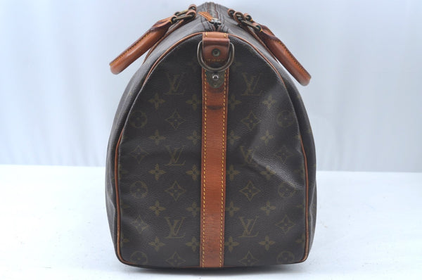 Auth Louis Vuitton Monogram Keepall Bandouliere 45 Boston Bag Old Model LV L0162