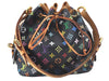 Auth Louis Vuitton Monogram Multicolor Petite Noe Drawstring Bag Black LV L0163