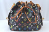 Auth Louis Vuitton Monogram Multicolor Petite Noe Drawstring Bag Black LV L0163