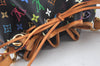 Auth Louis Vuitton Monogram Multicolor Petite Noe Drawstring Bag Black LV L0163