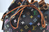 Auth Louis Vuitton Monogram Multicolor Petite Noe Drawstring Bag Black LV L0163