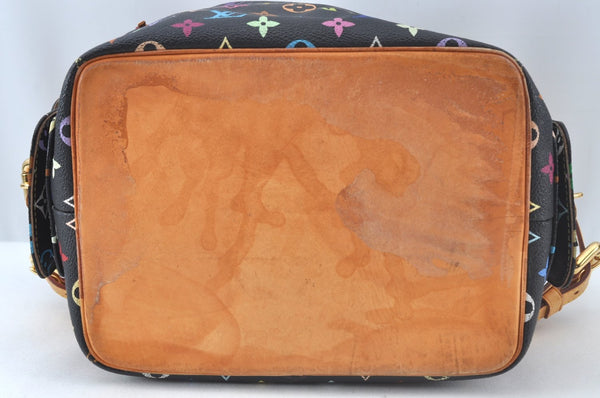 Auth Louis Vuitton Monogram Multicolor Petite Noe Drawstring Bag Black LV L0163