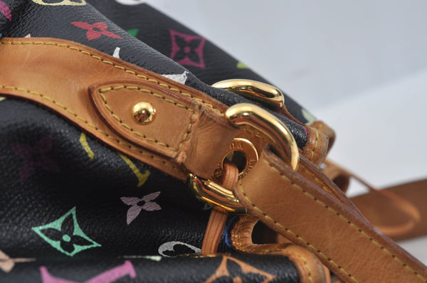 Auth Louis Vuitton Monogram Multicolor Petite Noe Drawstring Bag Black LV L0163