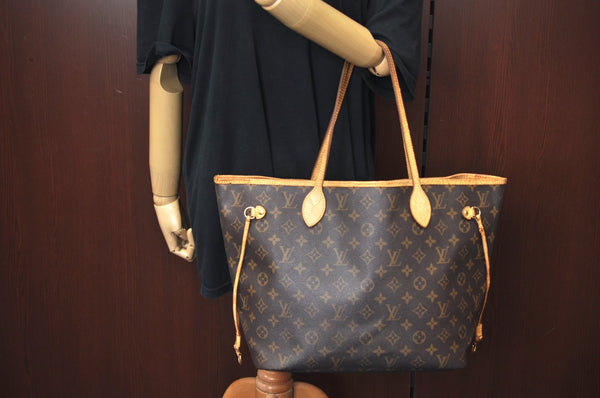 Authentic Louis Vuitton Monogram Neverfull MM Shoulder Tote Bag M40156 LV L0173