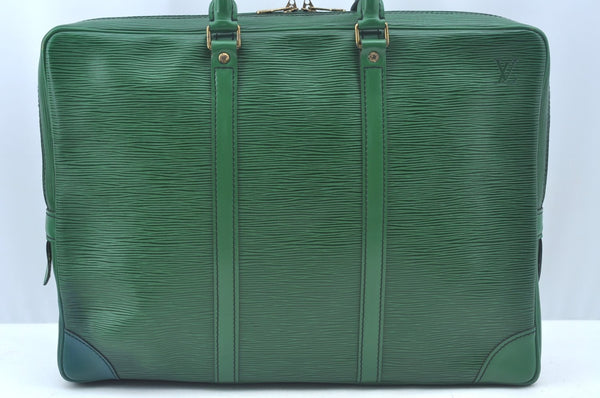Authentic Louis Vuitton Epi Porte Documents Voyage Briefcase M54474 Green  L0180