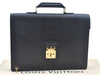 Authentic Louis Vuitton Epi Serviette Fermoir Briefcase M54352 Black LV L0185