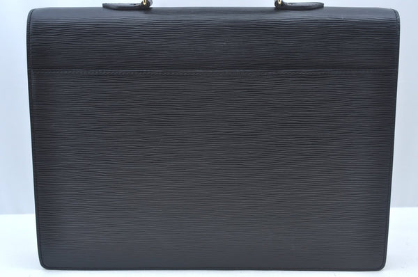 Authentic Louis Vuitton Epi Serviette Fermoir Briefcase M54352 Black LV L0185