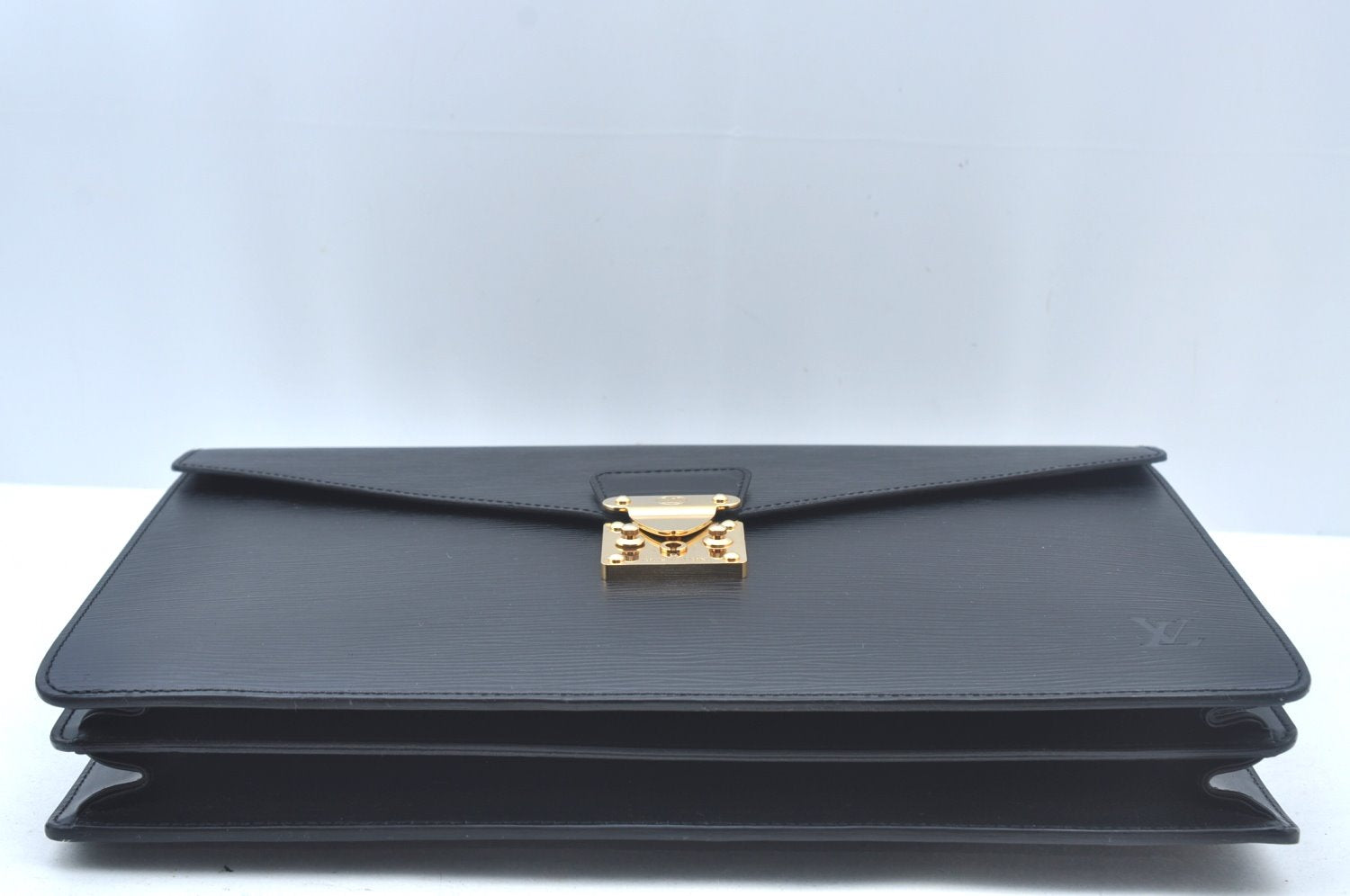 Authentic Louis Vuitton Epi Serviette Fermoir Briefcase M54352 Black LV L0185