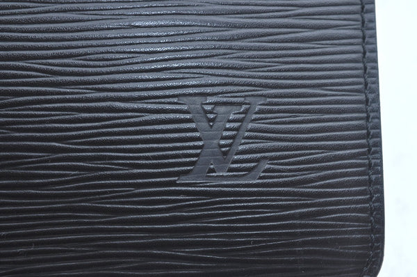 Authentic Louis Vuitton Epi Serviette Fermoir Briefcase M54352 Black LV L0185
