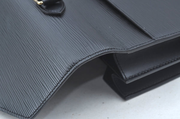 Authentic Louis Vuitton Epi Serviette Fermoir Briefcase M54352 Black LV L0185