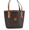 Authentic CELINE Macadam Blason Pattern Hand Bag Canvas Leather Brown L0188