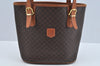 Authentic CELINE Macadam Blason Pattern Hand Bag Canvas Leather Brown L0188