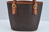 Authentic CELINE Macadam Blason Pattern Hand Bag Canvas Leather Brown L0188