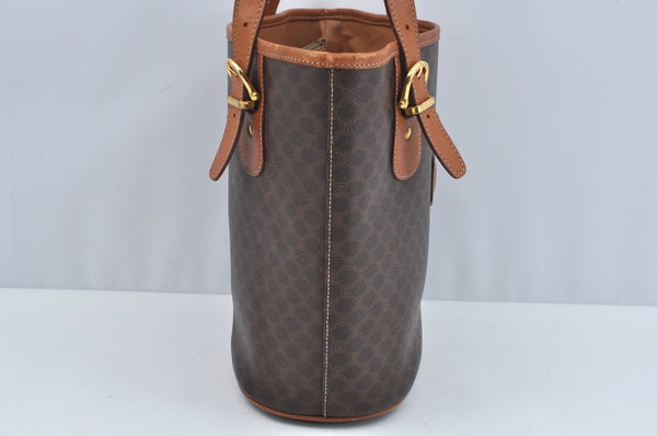 Authentic CELINE Macadam Blason Pattern Hand Bag Canvas Leather Brown L0188