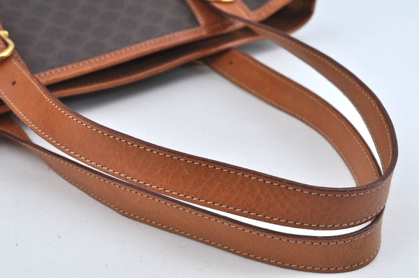 Authentic CELINE Macadam Blason Pattern Hand Bag Canvas Leather Brown L0188