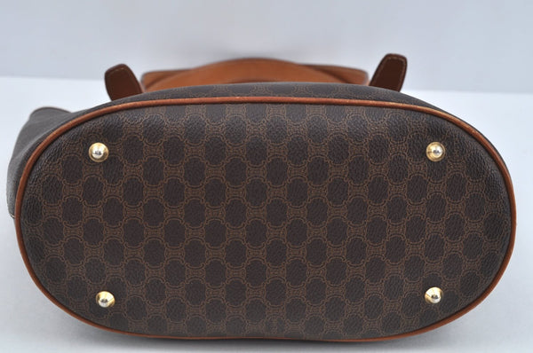Authentic CELINE Macadam Blason Pattern Hand Bag Canvas Leather Brown L0188