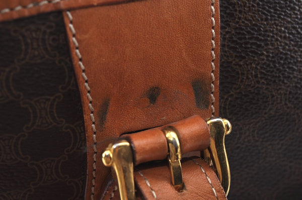 Authentic CELINE Macadam Blason Pattern Hand Bag Canvas Leather Brown L0188