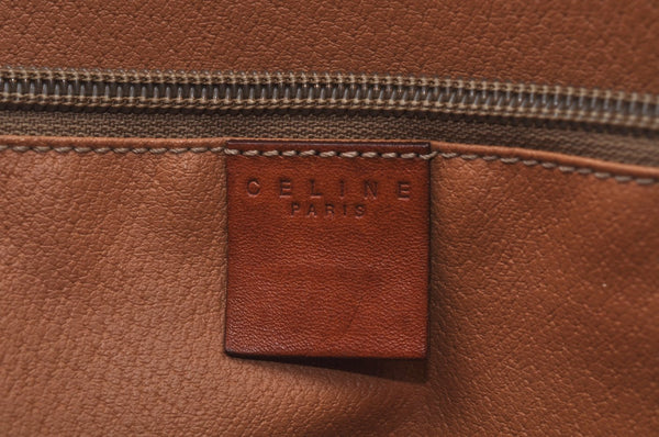 Authentic CELINE Macadam Blason Pattern Hand Bag Canvas Leather Brown L0188