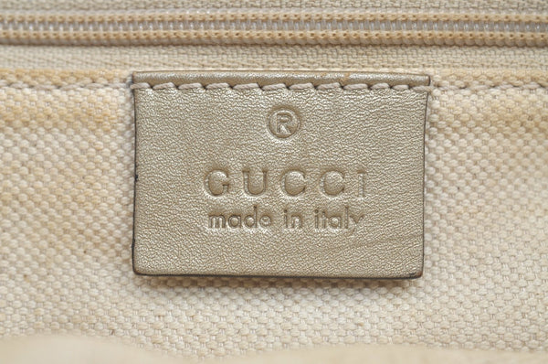 Authentic GUCCI Sukey Guccissima Hand Bag GG Leather 211944 Silver L0189